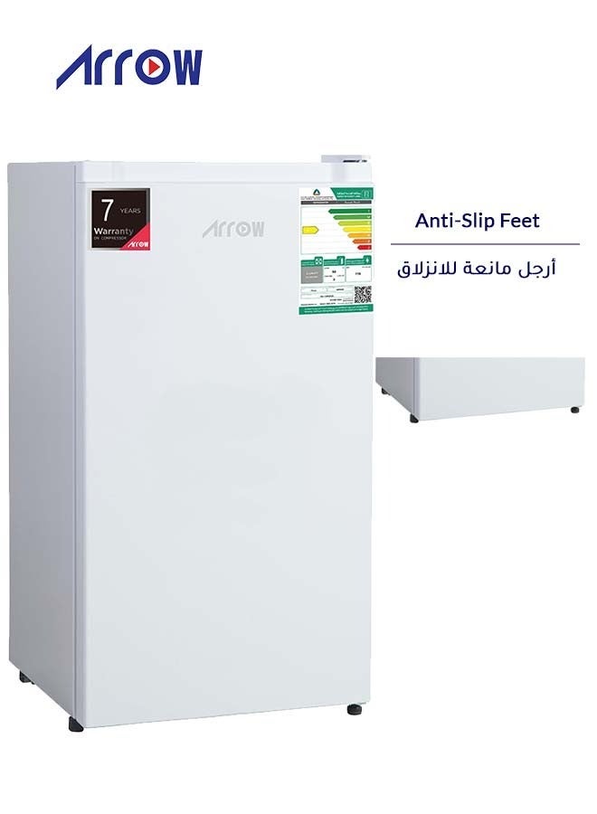 Arrow 86 Liters, 3 Cubic feet, Single Door Refrigerator With 7 Years Compressor Warranty, Direct Cool /Defrost Mini Fridge/Quick Cooling with Temperature Control/Wire Shelves/ Noiseless With High-Quality Compressor, Energy Saving, Transparent Door Basket, Extra Space and Long Lasting Freshness with Interior Light - (White Color) - Image 3